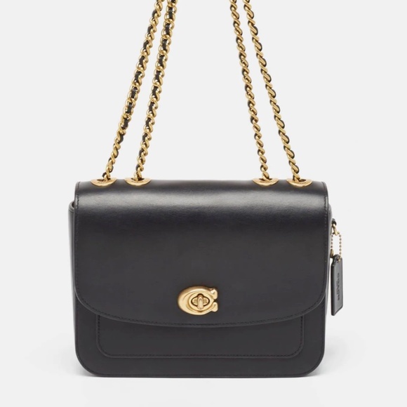 NWT Coach Madison shoulder bag | convertible strap |black leather and … - Picture 2 of 13